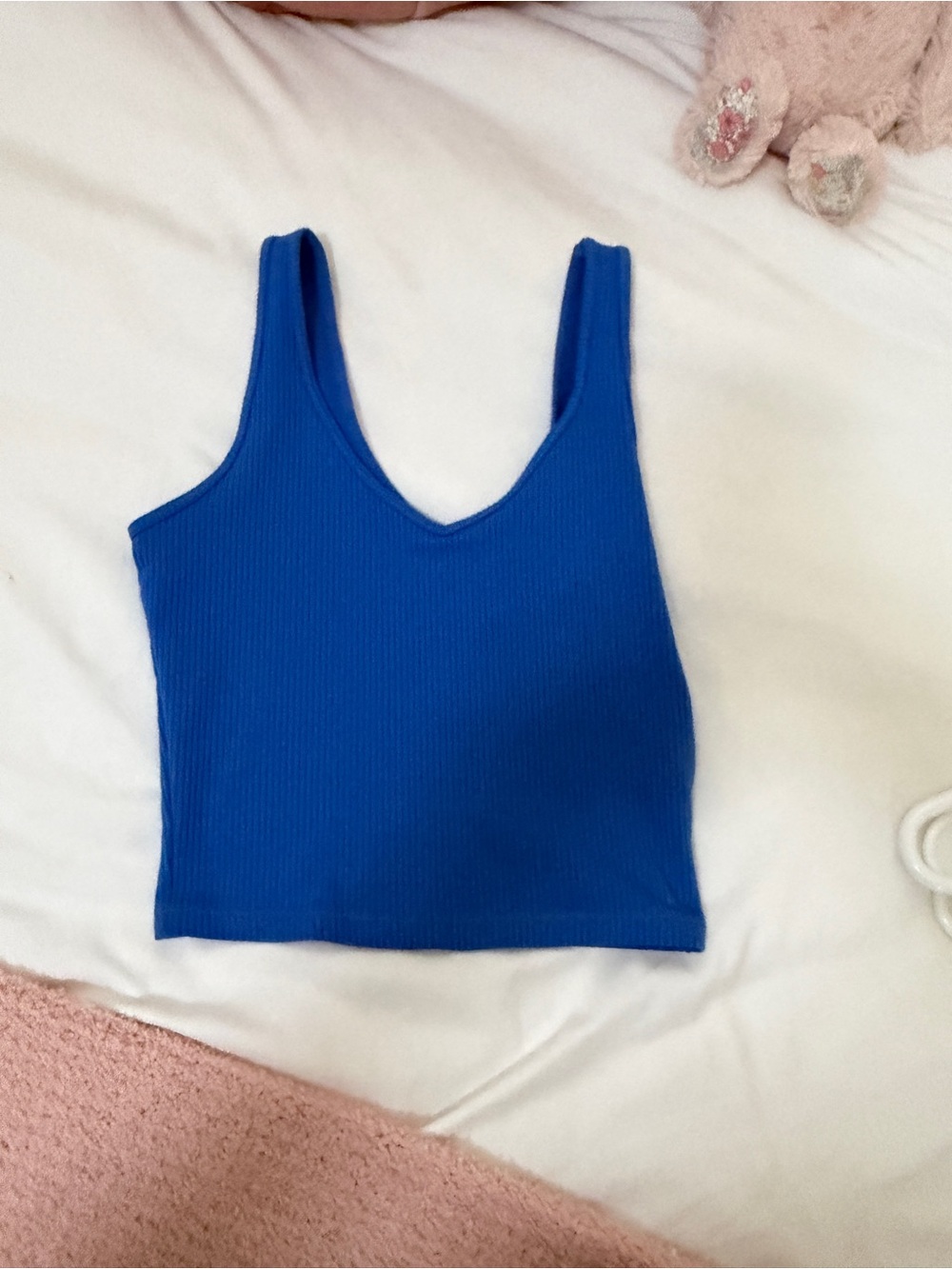 Hollister Royal Blue Ribbed V-Neck Crop Tank